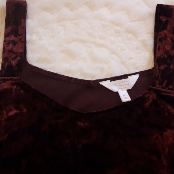 Lauren Conrad Red Velvet Top - Picture 2 of 3